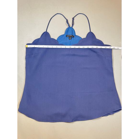 J. Crew Mercantile Scalloped Edge Cami Top Size 12 Blue Lined Adjustable Straps - Picture 2 of 8